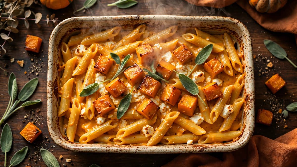 Butternut Squash Baked Feta Pasta