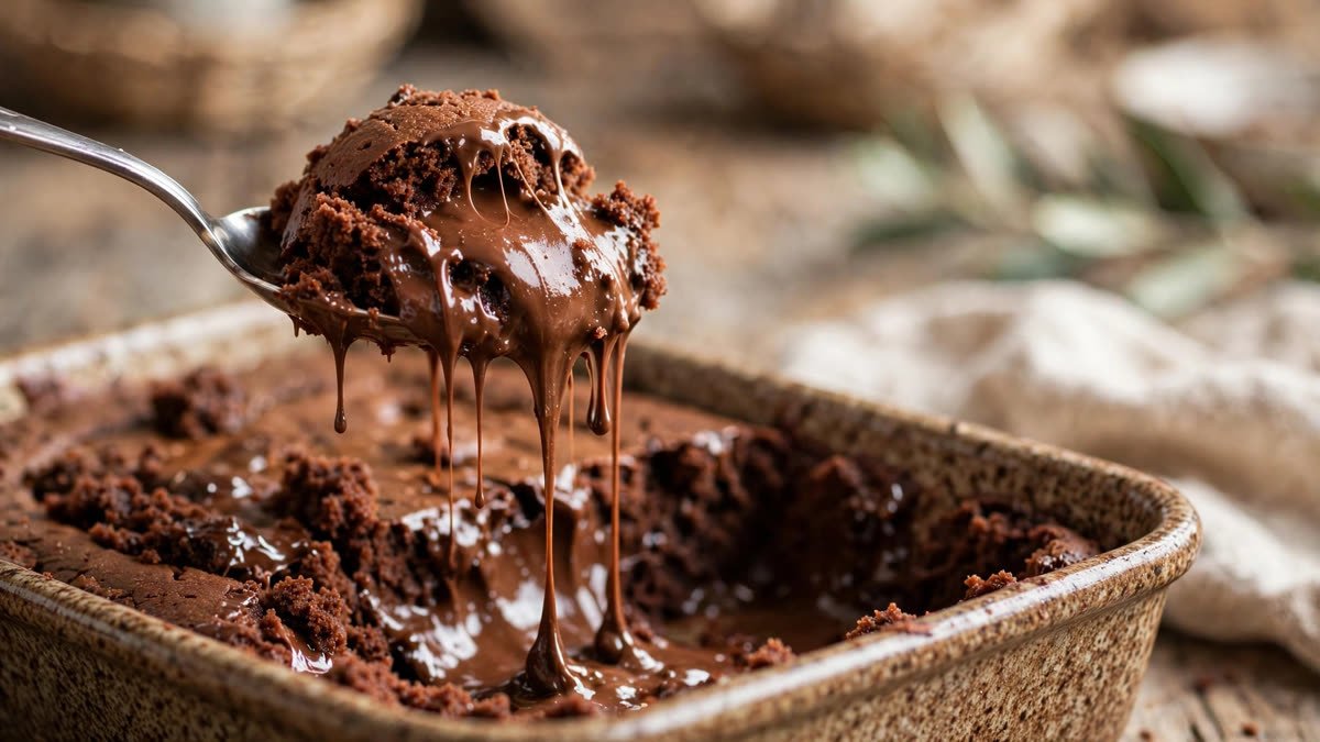 Viral chocolate dump dessert with molten chocolate
