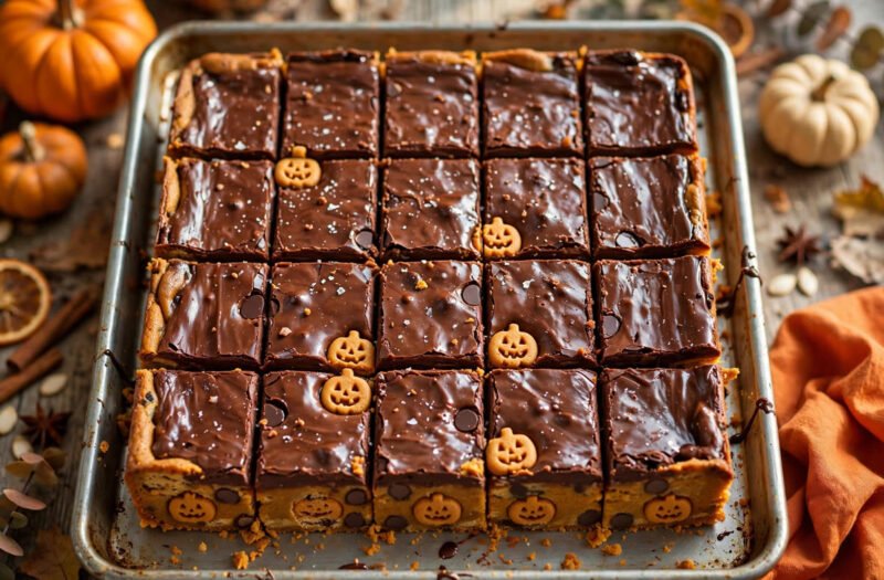 Double Layer Halloween Cookie Bars
