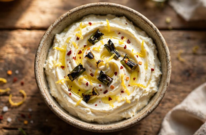 Lemony Whipped Feta with Charred Scallions