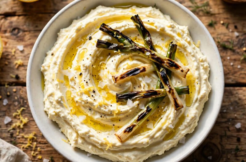 Lemony Whipped Feta with Charred Scallions