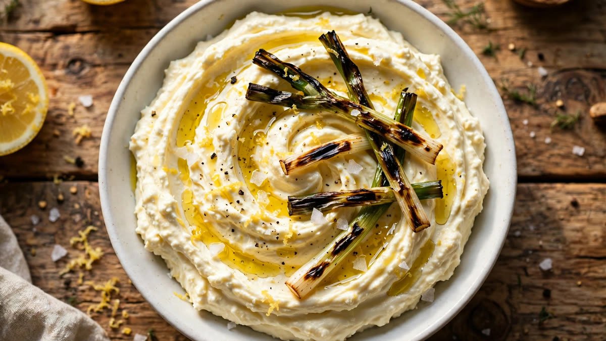 Lemony Whipped Feta with Charred Scallions
